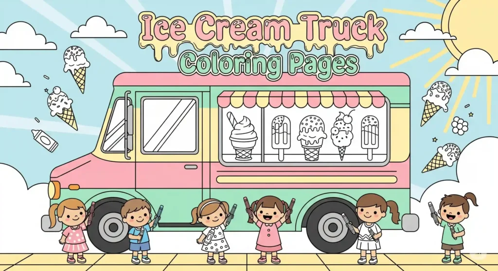 Ice Cream Truck Coloring Pages for Kids – Free 10-Page PDF + Full Book on Amazon KDP